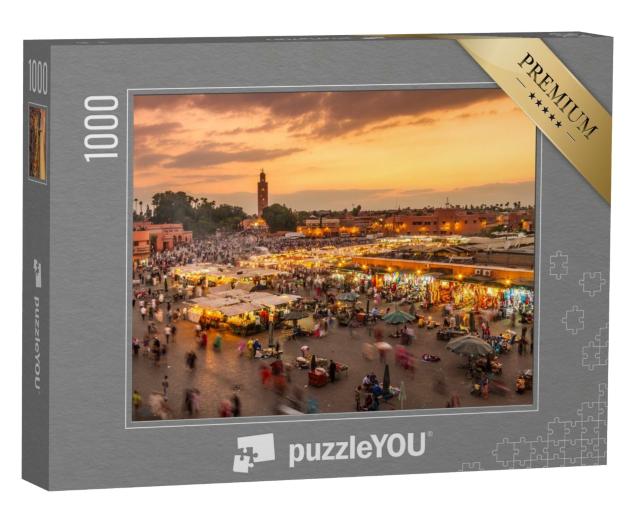 Puzzle de 1000 pièces « Place du marché Djemaa el-Fna le soir, Marrakech, Maroc »
