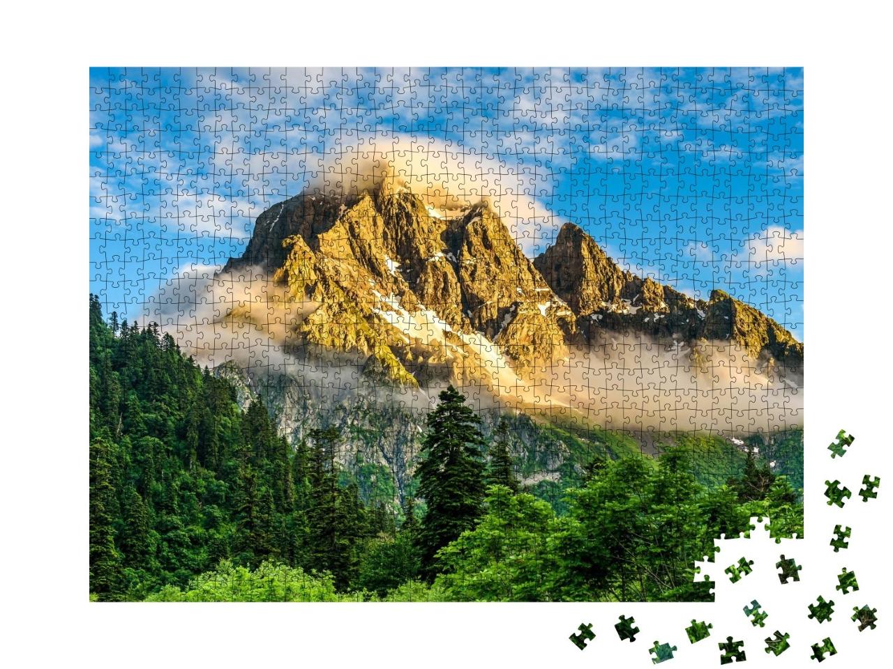 Puzzle de 1000 pièces « Sommet de montagne à couper le souffle le matin »