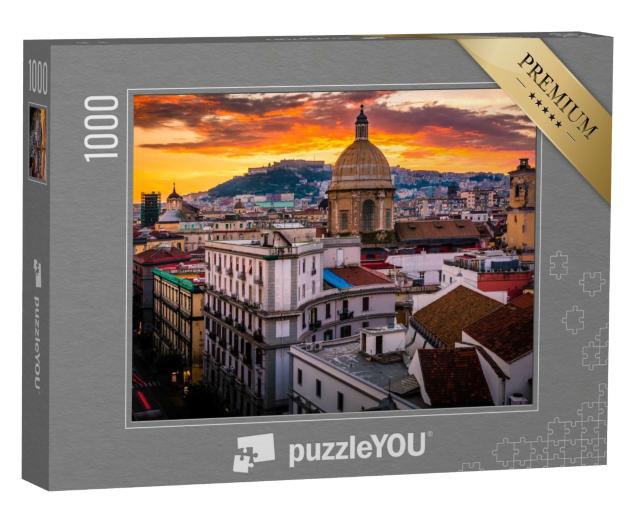 Puzzle de 1000 pièces « Vue imprenable de Naples d'en haut au coucher du soleil »