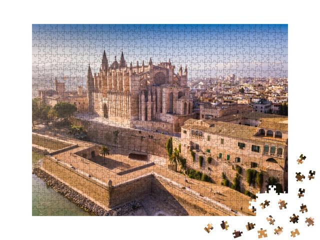 Puzzle de 1000 pièces « Vue aérienne de la cathédrale historique de Palma de Majorque »