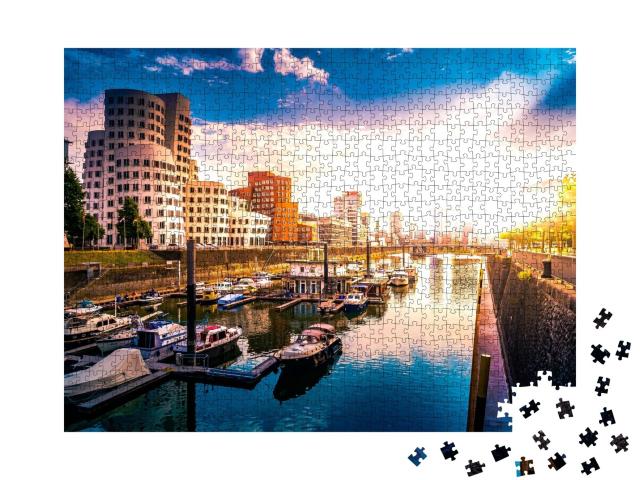 Puzzle de 1000 pièces « Le port des médias sur le Rhin à Düsseldorf »