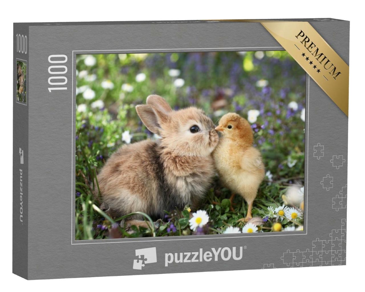 Puzzle de 1000 pièces « Meilleurs amis : petit lapin et poussin »
