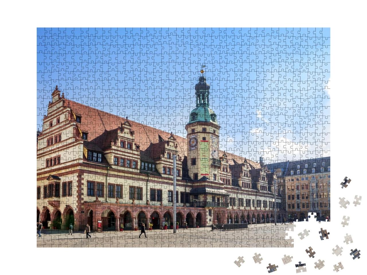 Puzzle de 1000 pièces « Hôtel de ville et marché à Leipzig »