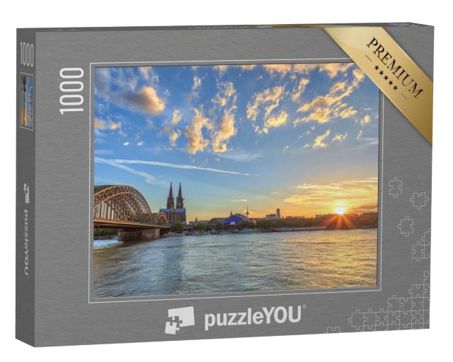 Puzzle de 1000 pièces « Silhouette de la ville de Cologne au coucher du soleil »