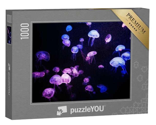 Puzzle de 1000 pièces « Réflexion de lumière translucide sur les méduses »