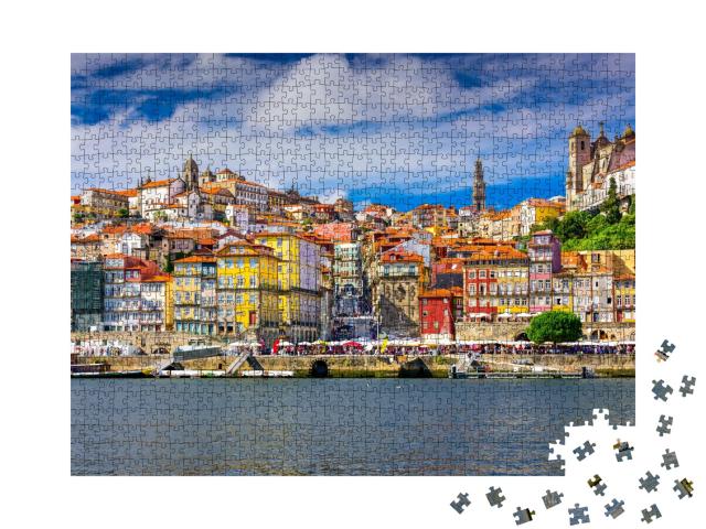 Puzzle de 1000 pièces « Porto, panorama de la vieille ville sur le fleuve Douro »