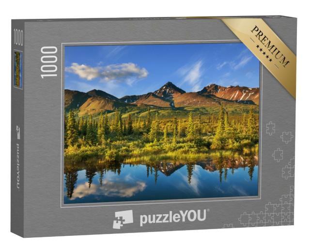 Puzzle de 1000 pièces « Lac calme dans la toundra, Alaska »