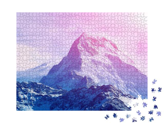 Puzzle de 1000 pièces « Fantastique lever de soleil dans les montagnes »