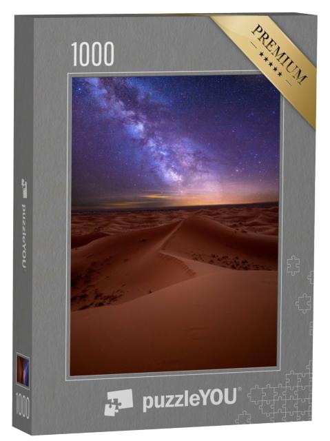 Puzzle de 1000 pièces « Voie lactée au-dessus des dunes de l'Erg Chebbi dans le désert du Sahara au Maroc »