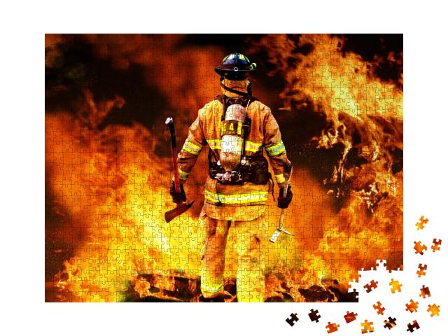Puzzle de 1000 pièces « Pompier dans le feu »