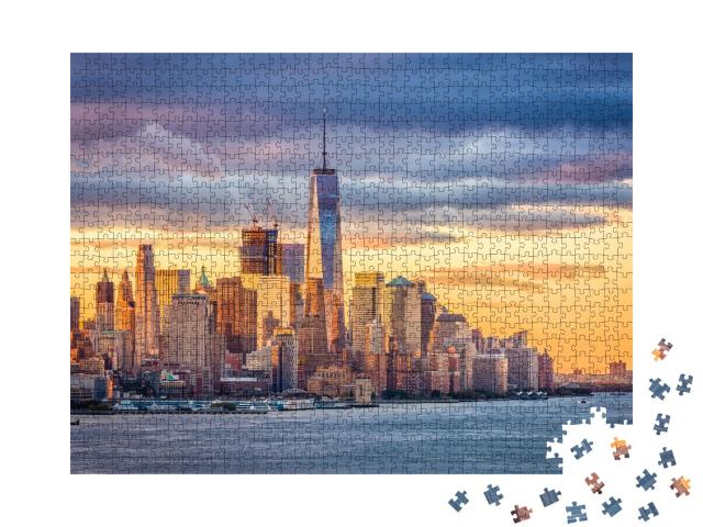 Puzzle de 1000 pièces « Le quartier financier de New York sur la rivière Hudson »