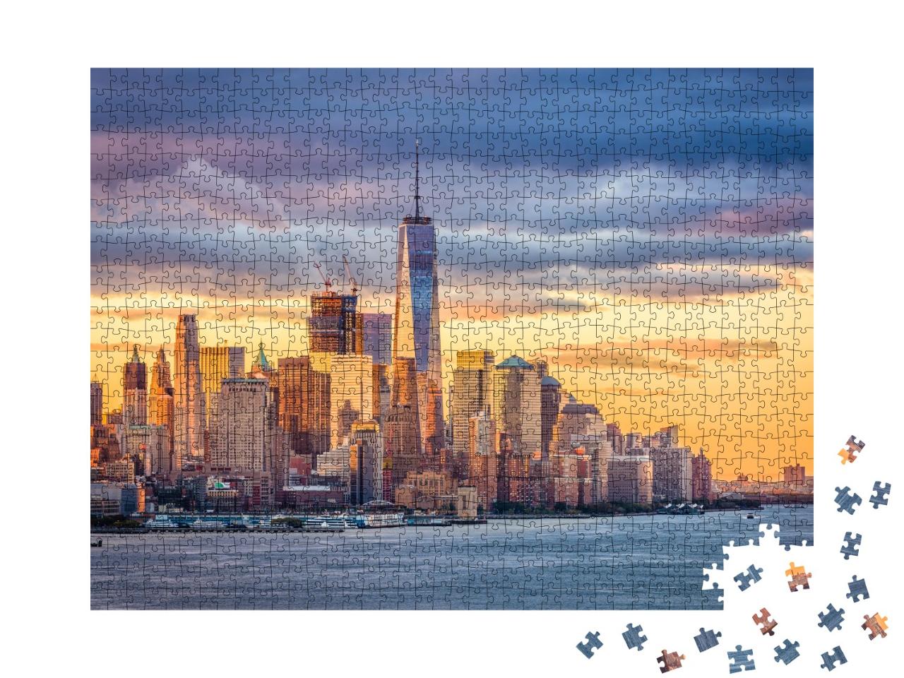Puzzle de 1000 pièces « Le quartier financier de New York sur la rivière Hudson »