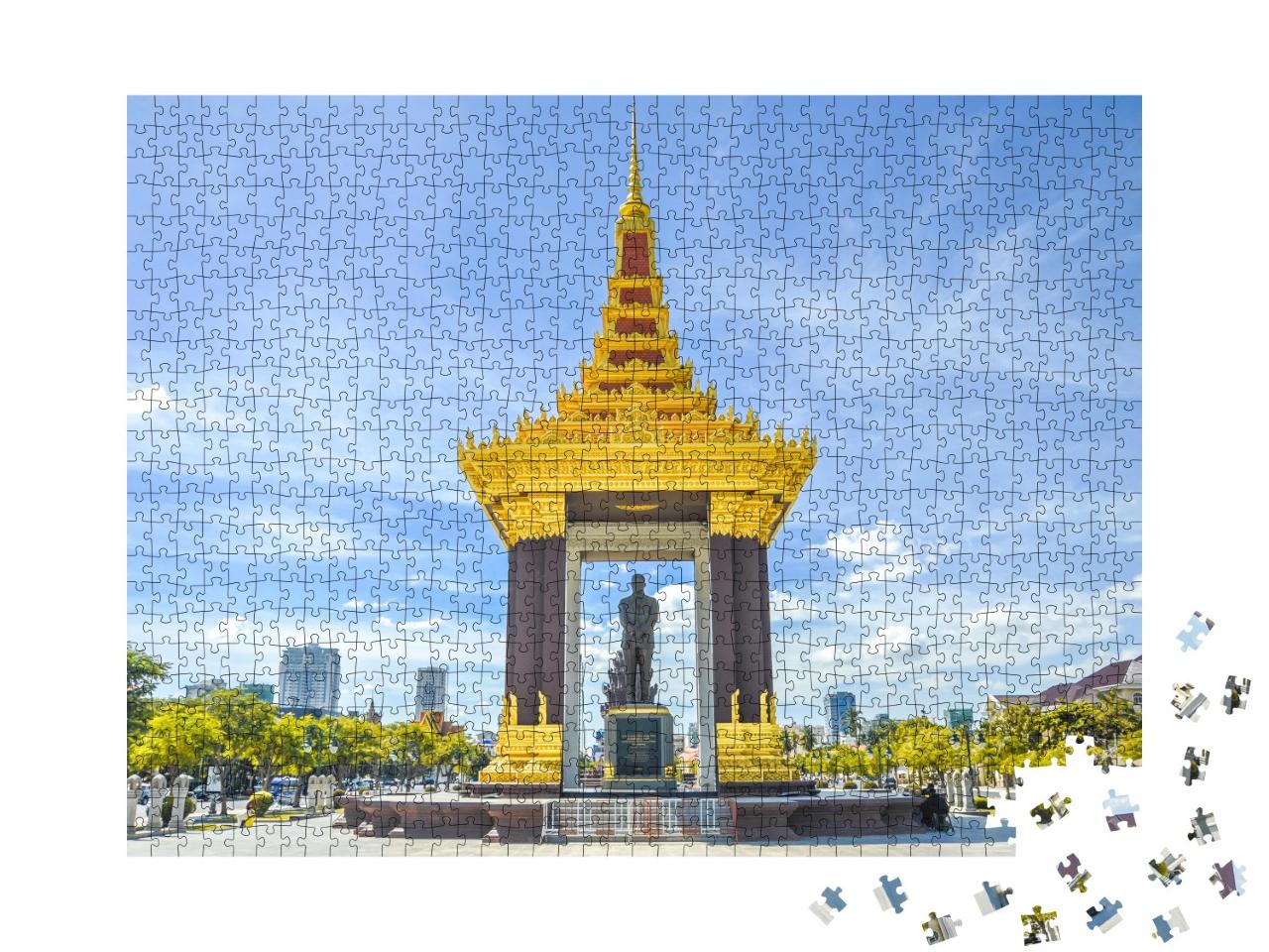 Puzzle de 1000 pièces « Statue royale de Norodom Sihanouk à Phnom Penh, Cambodge »