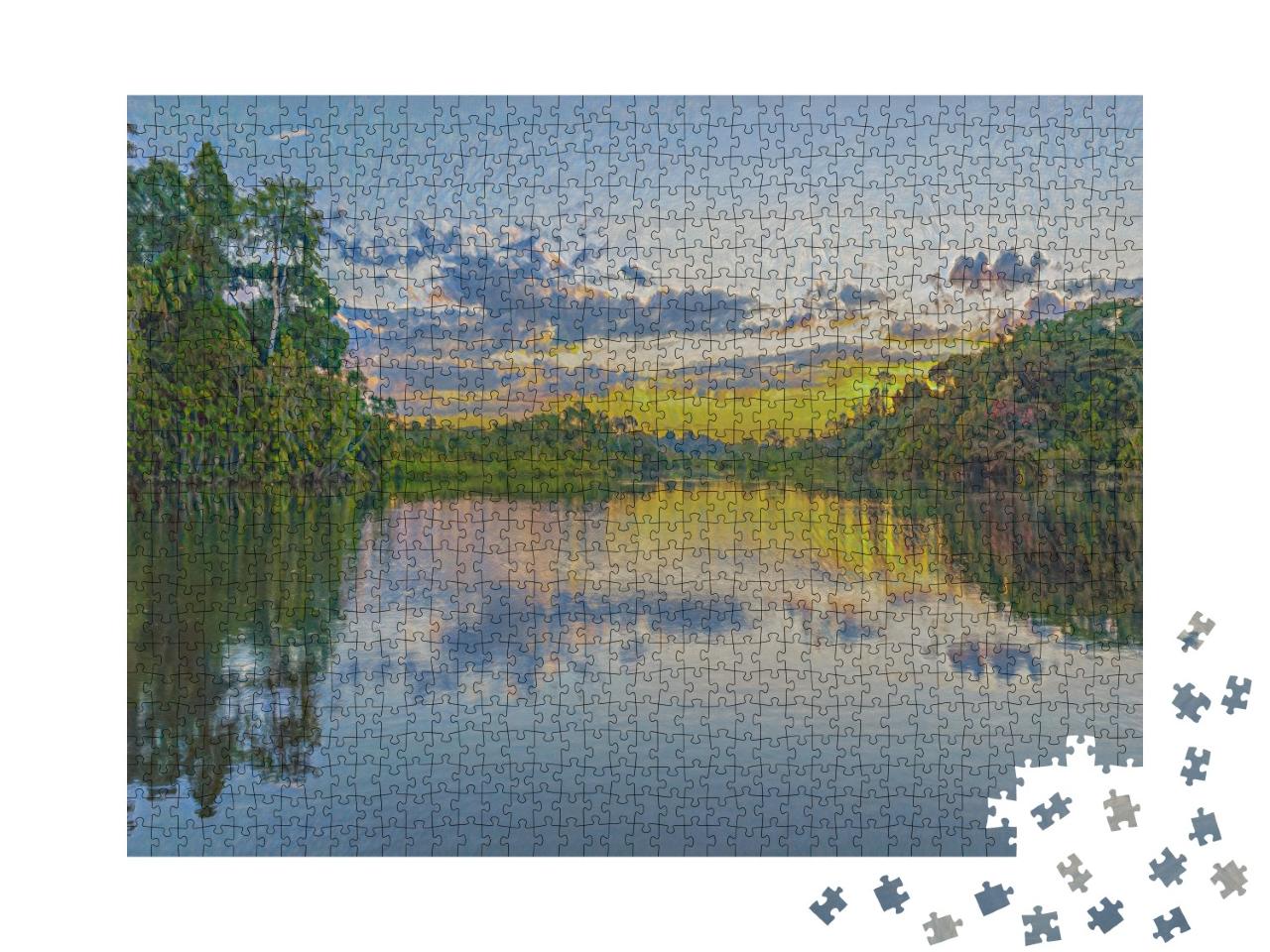 Puzzle de 1000 pièces « dans le style artistique de Claude Monet - Coucher de soleil sur l'Amazone »