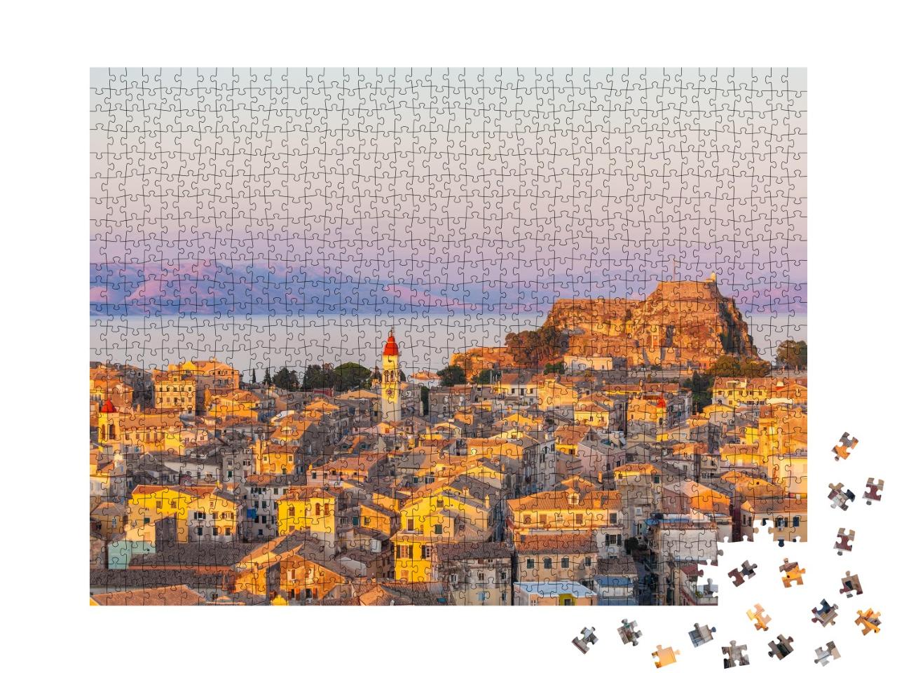 Puzzle de 1000 pièces « Nouvelle forteresse de Corfou au coucher du soleil »