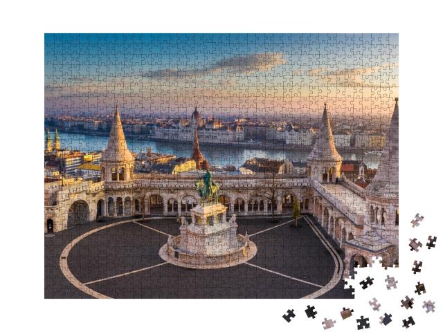 Puzzle de 1000 pièces « Le célèbre Bastion des pêcheurs au lever du soleil, Budapest, Hongrie »