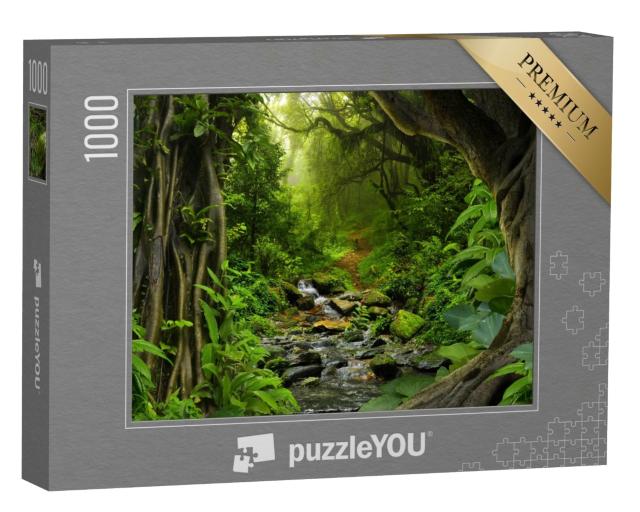 Puzzle de 1000 pièces « Jungle tropicale avec rivière »