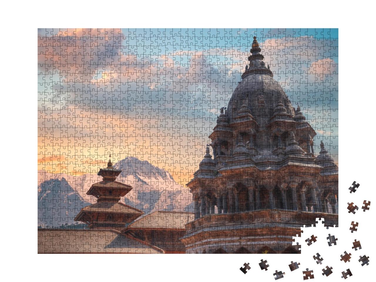 Puzzle de 1000 pièces « Impressionnant temple de Durbar Square à Bhaktapur, Katmandou, Népal »