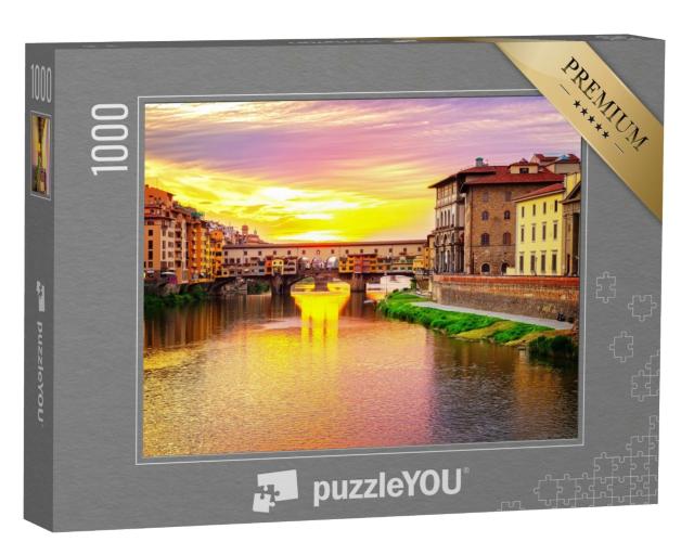 Puzzle de 1000 pièces « Vue de la ville de Florence avec le Ponte Vecchio, Italie »