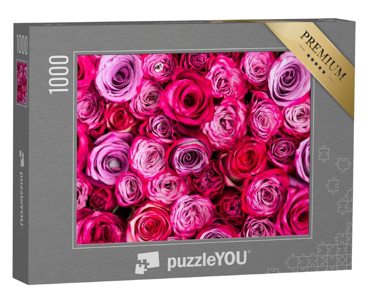 Puzzle de 1000 pièces « Magnifiques pétales de roses roses »