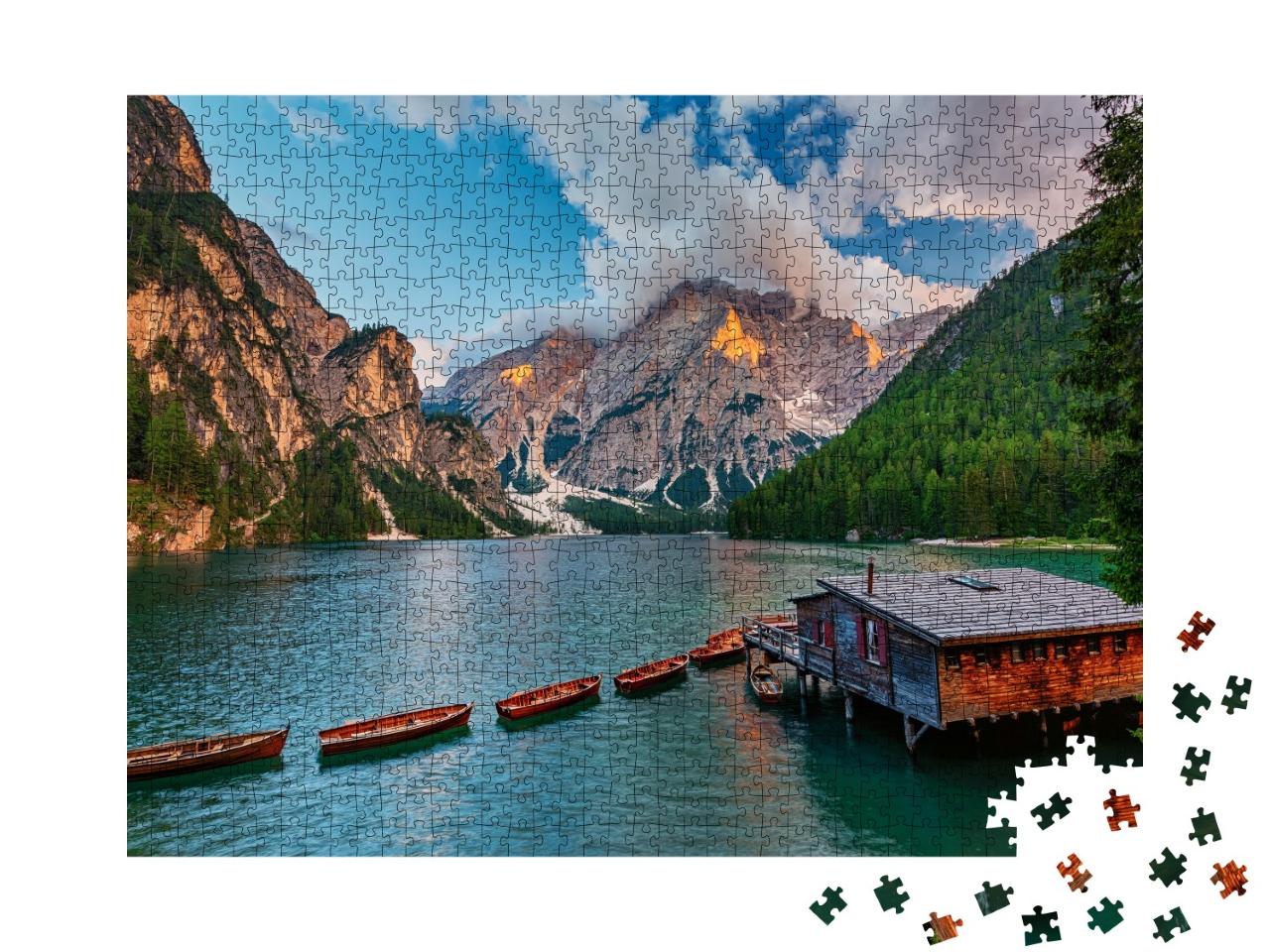 Puzzle de 1000 pièces « Les Dolomites : Montagnes et vue sur les lacs, Italie »
