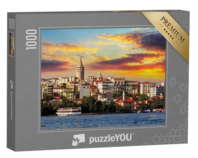 Puzzle de 1000 pièces « Coucher de soleil dans le quartier de Galata à Istanbul »