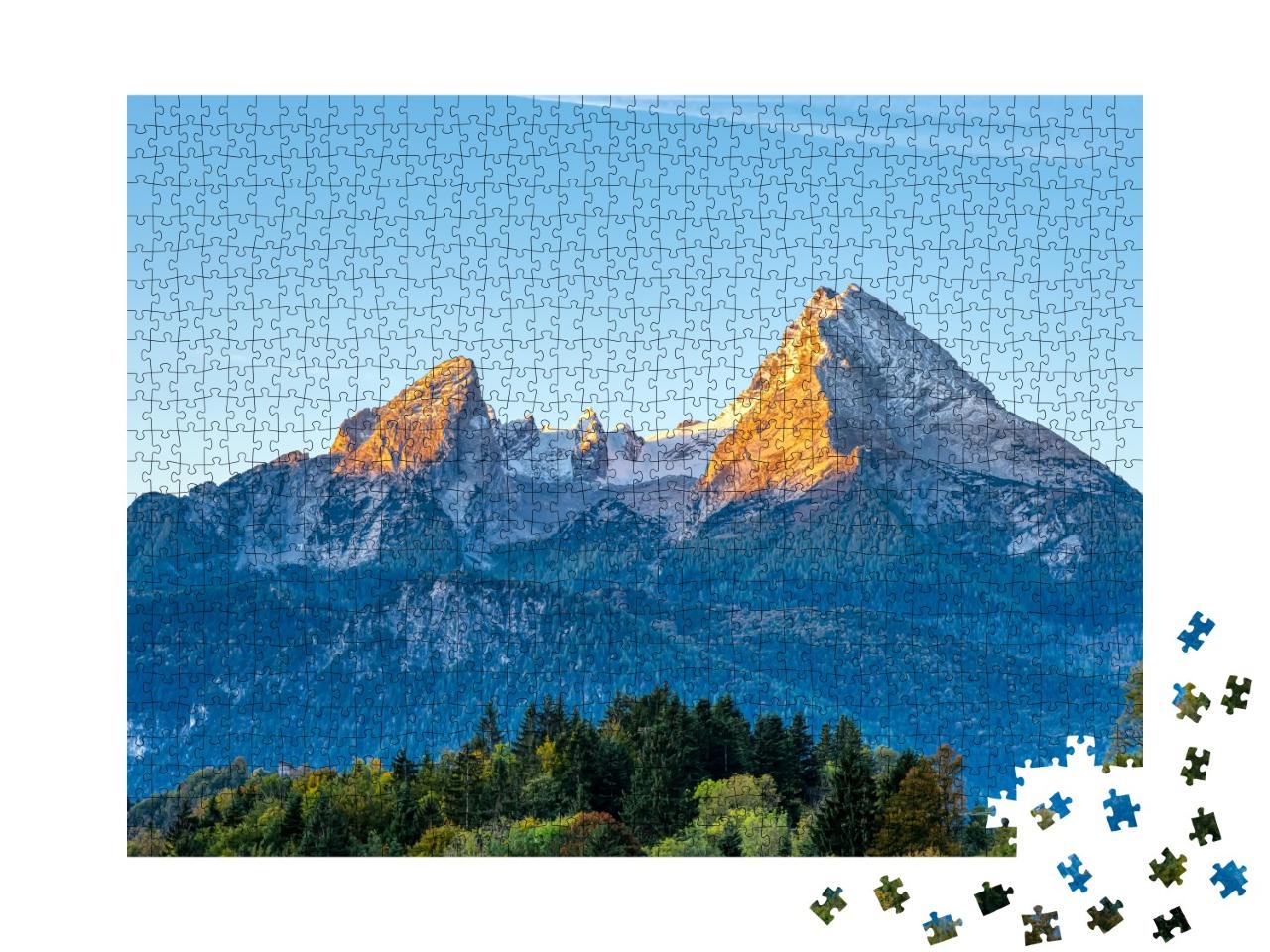 Puzzle de 1000 pièces « Rayons de soleil matinaux sur le Watzmann dans les Alpes bavaroises »