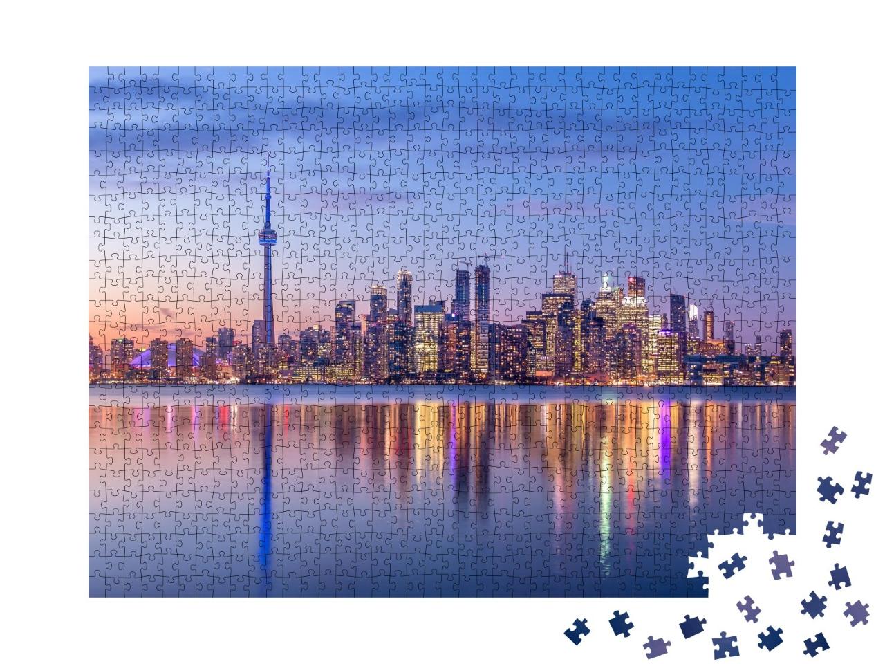 Puzzle de 1000 pièces « Skyline de Toronto avec lumière violette, Canada »