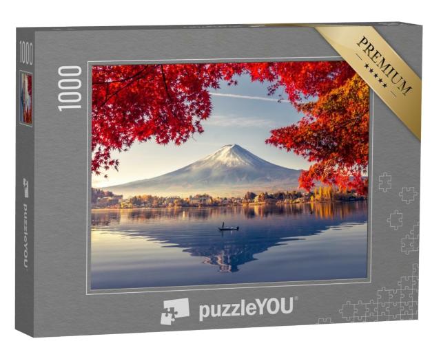 Puzzle de 1000 pièces « Magnifique vue panoramique sur le Mont Fuji au lac Kawaguchiko, Japon »