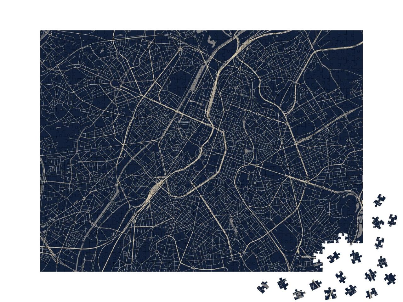 Puzzle de 1000 pièces « Carte vectorielle de la ville de Bruxelles, Belgique »