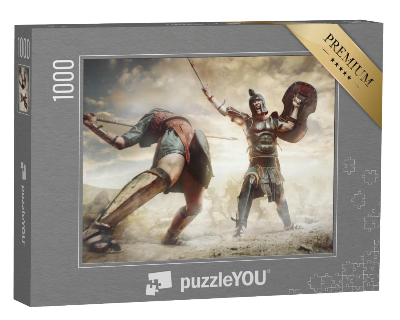 Puzzle de 1000 pièces « Illustration : Guerrier grec antique au combat »