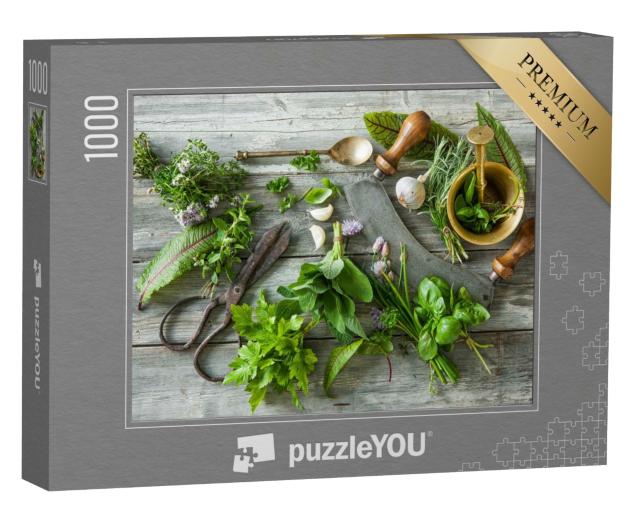 Puzzle de 1000 pièces « Épices fraîches et herbes de cuisine »
