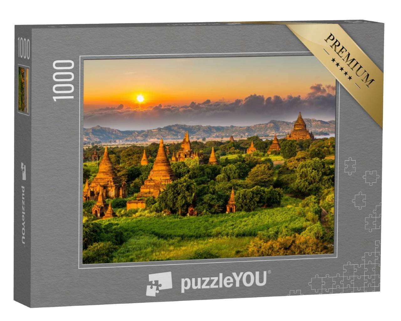 Puzzle de 1000 pièces « Temples antiques illuminés, Myanmar »