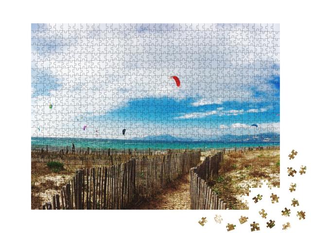Puzzle de 1000 pièces « Kitesurf Almanarre plage Hyères Presqu'île de Giens Côte d'Azur France »