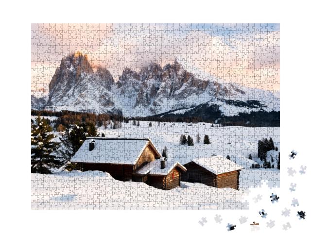 Puzzle de 1000 pièces « Alpe di Suisi en hiver »