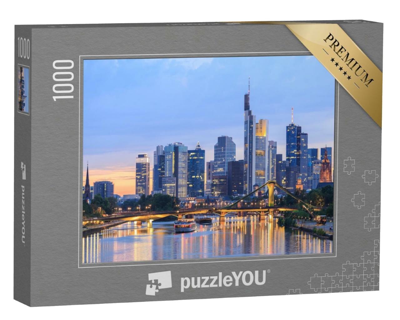 Puzzle de 1000 pièces « Skyline de Francfort-sur-le-Main au crépuscule, Allemagne »