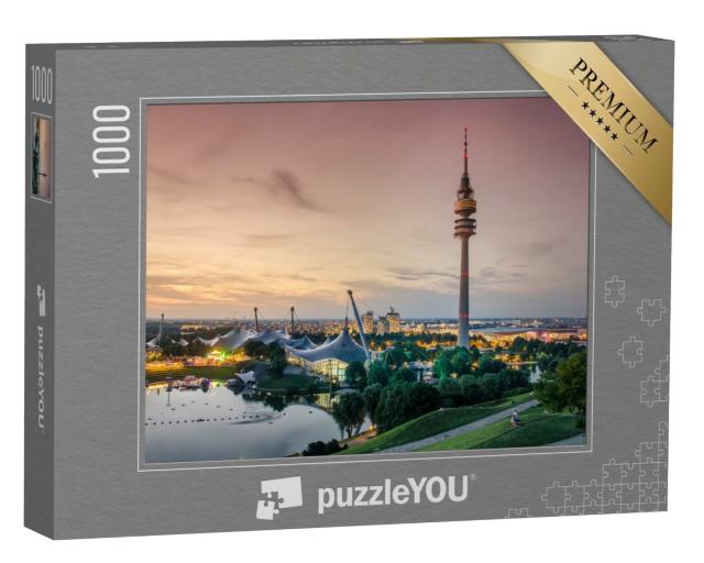 Puzzle de 1000 pièces « Coucher de soleil au parc olympique de Munich »