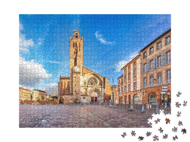 Puzzle de 1000 pièces « Panorama de la place Saint-Étienne avec la cathédrale Saint-Étienne à Toulouse, France »