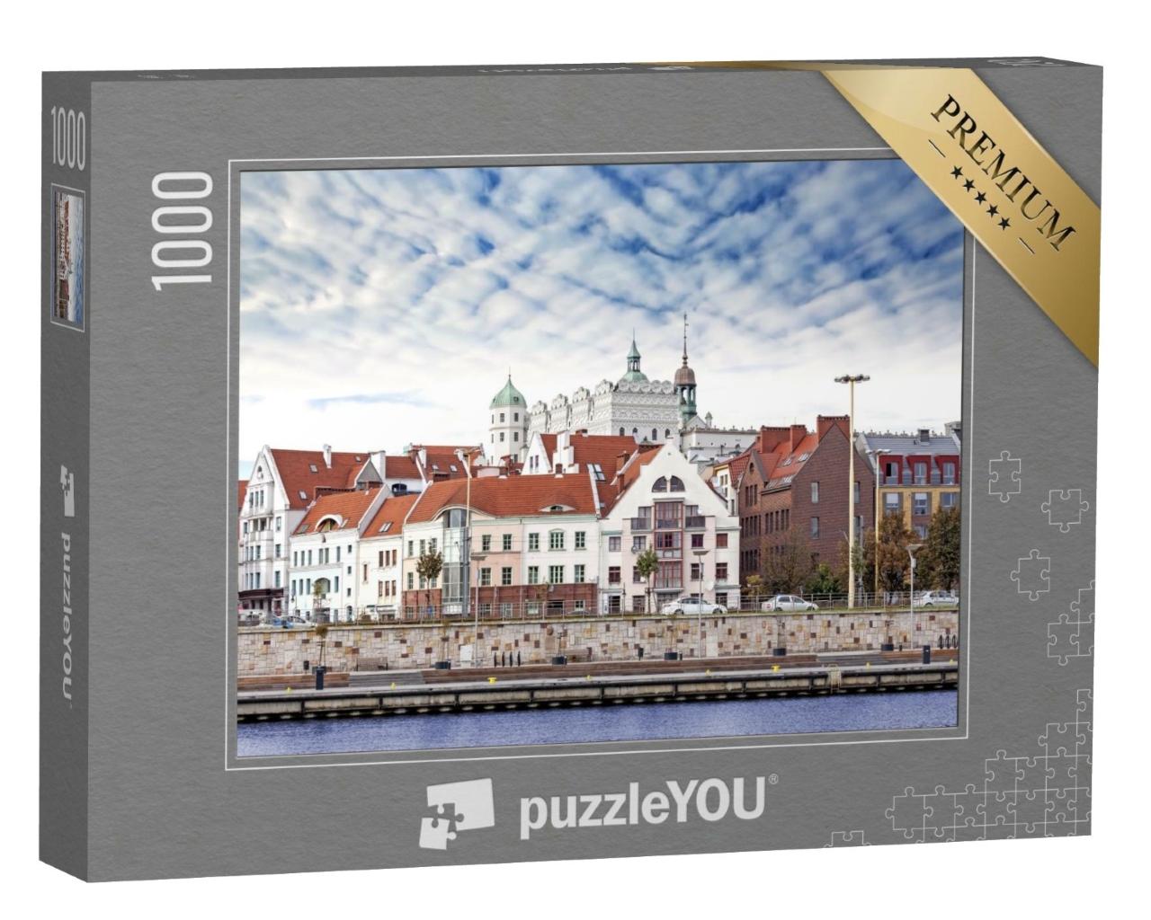 Puzzle de 1000 pièces « Szczecin (Szczecin) ville vieille ville, vue sur la rivière, Pologne »