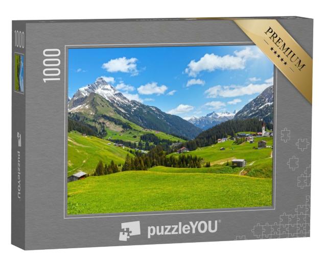 Puzzle de 1000 pièces « Vue estivale sur la montagne jusqu'au Biberkopf »