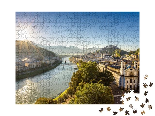 Puzzle de 1000 pièces « Vue panoramique sur Salzbourg un matin d'été, Autriche »