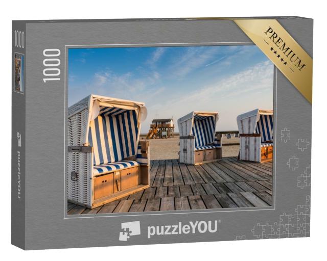 Puzzle de 1000 pièces « Chaises de plage sur la plage de St. Peter-Ording, Schleswig-Holstein »