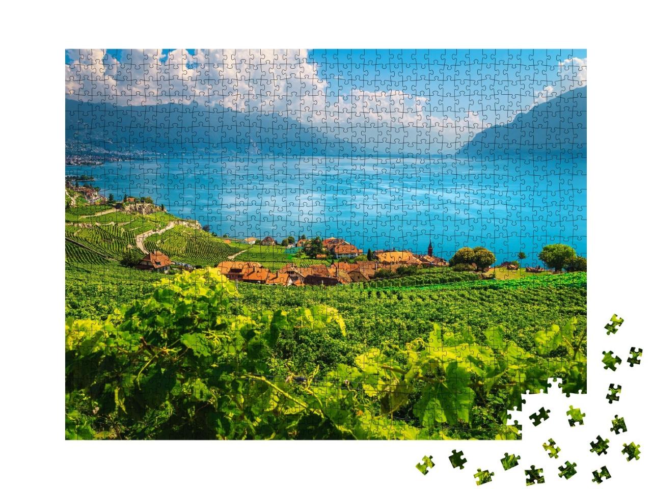 Puzzle de 1000 pièces « Vignobles pittoresques sur les coteaux de Rivaz, Suisse »