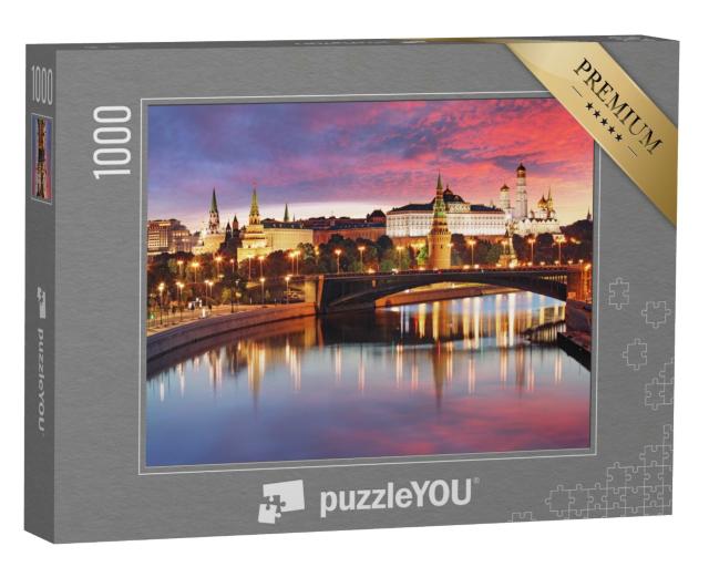 Puzzle de 1000 pièces « Skyline de la ville de Moscou au coucher du soleil »