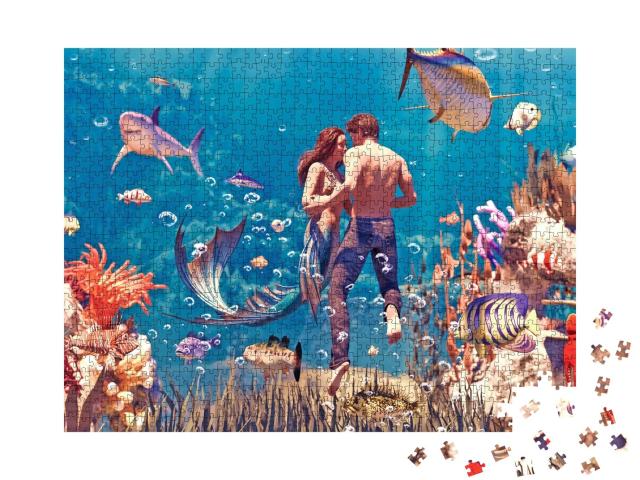 Puzzle de 1000 pièces « L'homme et la sirène - une histoire d'amour »