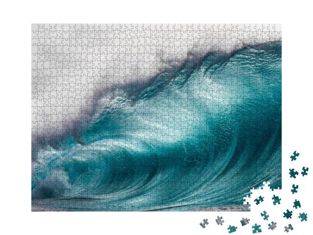 Puzzle de 1000 pièces « Vague géante dans la mer, force de l'eau »