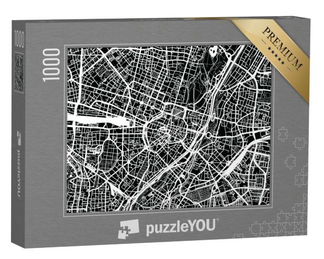 Puzzle de 1000 pièces « Plan de ville vectoriel de Munich, Allemagne »