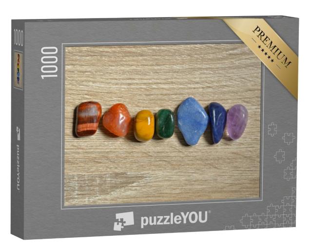 Puzzle de 1000 pièces « Gros plan sur les pierres de chakra, les cristaux de chakra »