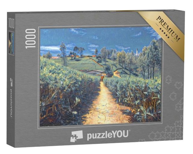 Puzzle de 1000 pièces « dans le style de Paul-Cezanne - plantations de thé et usine au Sri Lanka »