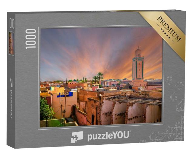 Puzzle de 1000 pièces « Vue panoramique de Marrakech et de l'ancienne médina, Maroc »
